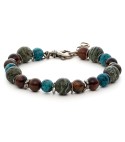 bracciale uomo moschettone argento pietre dure naturali