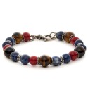 bracciale uomo moschettone argento pietre dure naturali