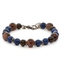 bracciale uomo moschettone argento pietre dure naturali