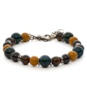 bracciale uomo moschettone argento pietre dure naturali