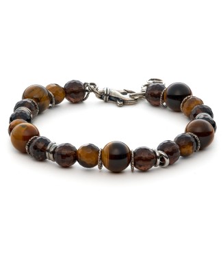 bracciale uomo moschettone argento pietre dure naturali
