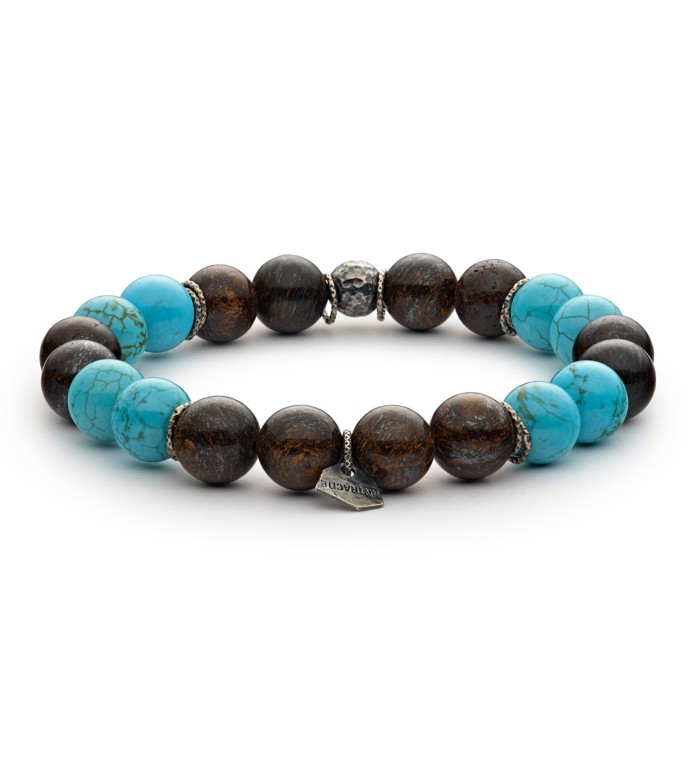 bracciale pietre dure naturali 10mm argento invecchiato 925‰