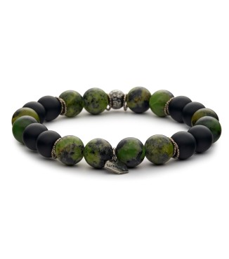 bracciale pietre dure naturali 10mm argento invecchiato 925‰
