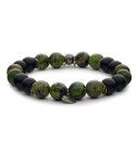 bracciale pietre dure naturali 10mm argento invecchiato 925‰