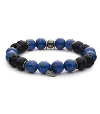 bracciale pietre dure naturali 10mm argento invecchiato 925‰