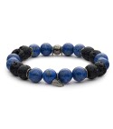 bracciale pietre dure naturali 10mm argento invecchiato 925‰