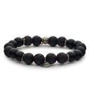 bracciale pietre dure naturali 10mm argento invecchiato 925‰