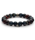 bracciale pietre dure naturali 10mm argento invecchiato 925‰