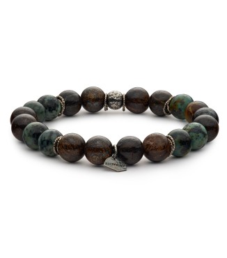 bracciale pietre dure naturali 10mm argento invecchiato 925‰