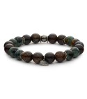 bracciale pietre dure naturali 10mm argento invecchiato 925‰