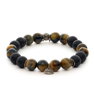 bracciale pietre dure naturali 10mm argento invecchiato 925‰
