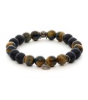 bracciale pietre dure naturali 10mm argento invecchiato 925‰
