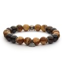 bracciale XL pietre dure naturali 10mm e argento invecchiato 925‰