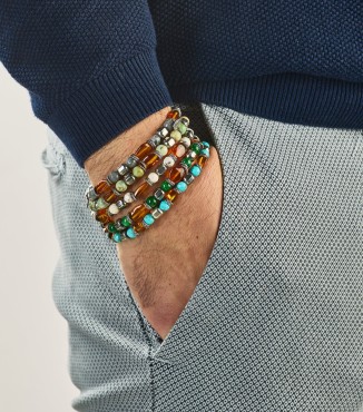ARTU' - Men's bracelet in Amber and natural hard stones 2