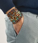 PARIDE - Bracciale uomo in Ambra e pietre dure naturali