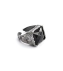 Ring men silver sterling and black stone