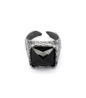 BLACK KING - Ring for men, 925 silver sterling and natural stone black agate