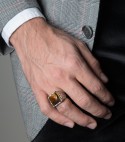 KING BROWN - Ring for men, 925 silver sterling and natural stone Brown Eye Tiger