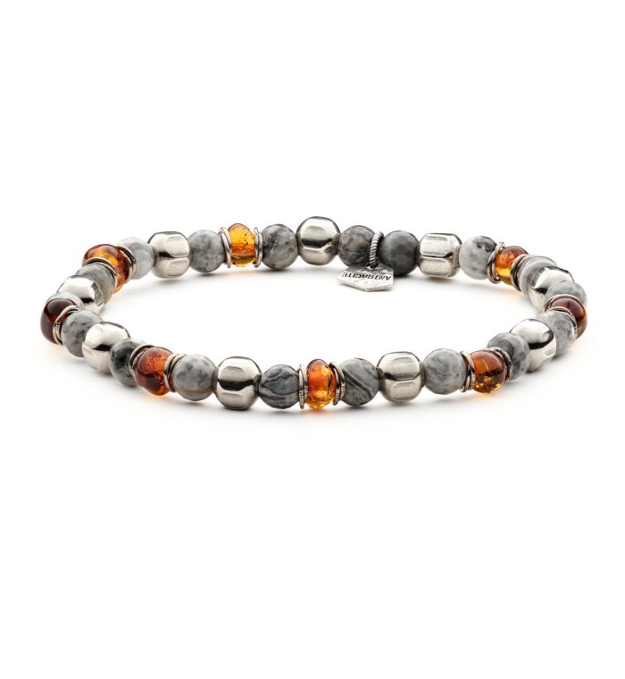 DANDY - Men's bracelet in Amber and natural hard stones