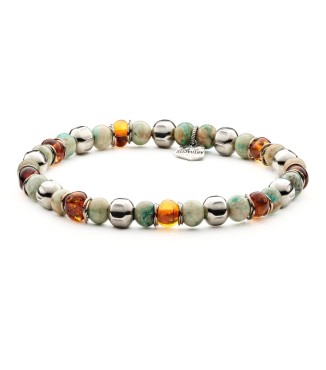 ARTU' - Men's bracelet in Amber and natural hard stones