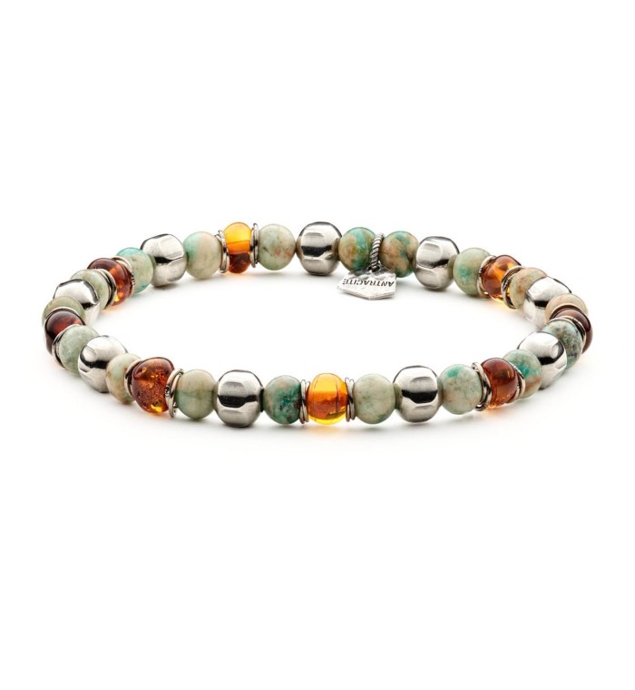 ARTU' - Men's bracelet in Amber and natural hard stones