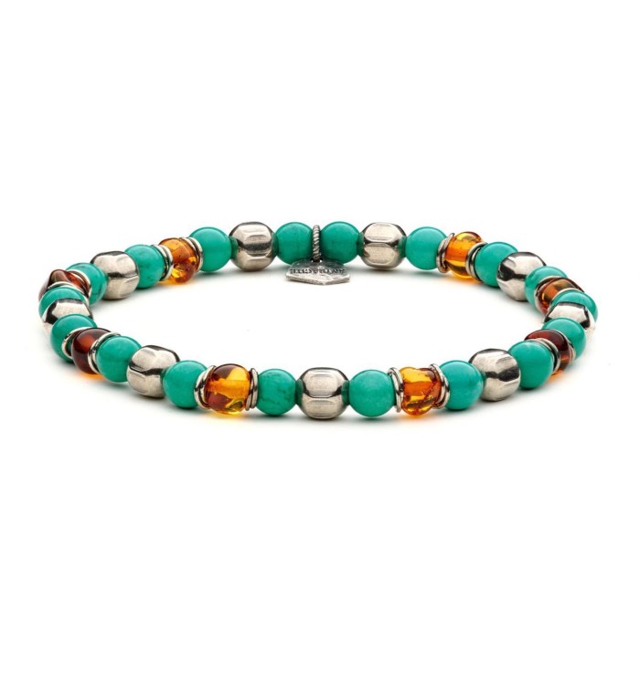 JASON - Men's bracelet in Amber and natural hard stones