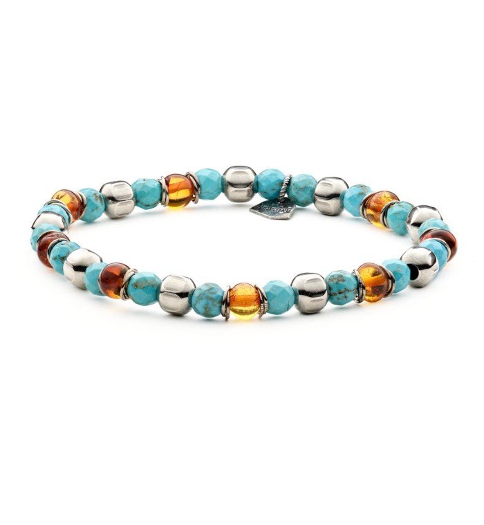 LEON - Men's bracelet in Amber and natural hard stones