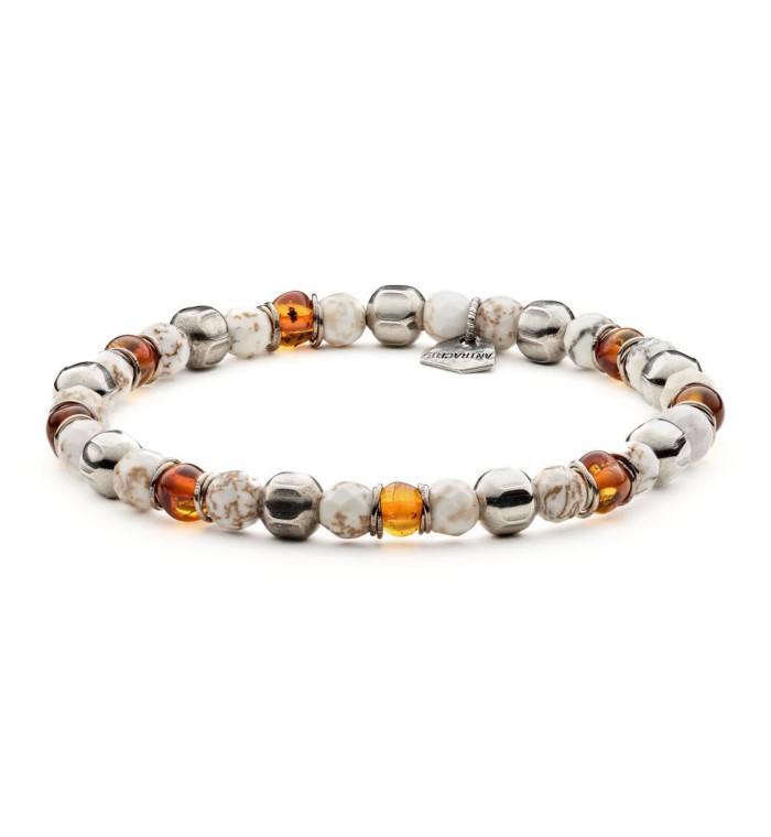 AMLETO - Men's bracelet in Amber and natural hard stones