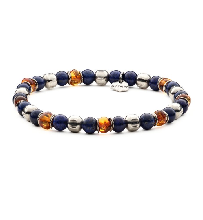 LAERTE - Men's bracelet in Amber and natural hard stones