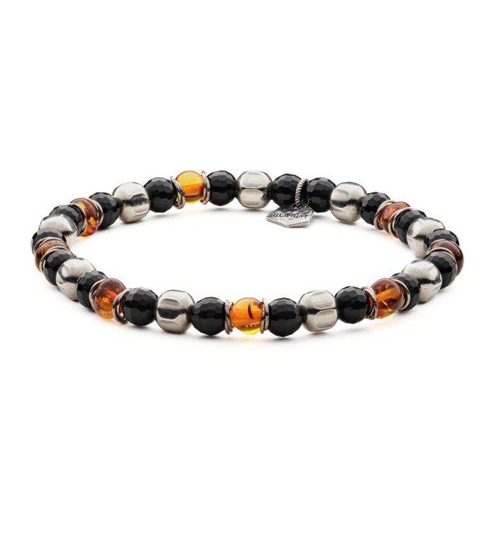 MALCOM - Men's bracelet in Amber and natural hard stones