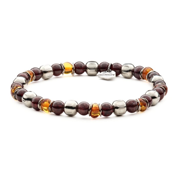 ROMEO - Men's bracelet in Amber and natural hard stones