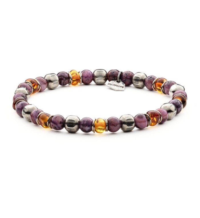YARI - Men's bracelet in Amber and natural hard stones