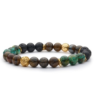 OTELLO - Bracciale da uomo in agata nera satinata, lava, ematite 2