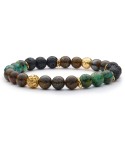 OTELLO - Bracciale da uomo in agata nera satinata, lava, ematite