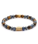 SORRENTINO - Bracciale da uomo in agata nera satinata, lava, ematite