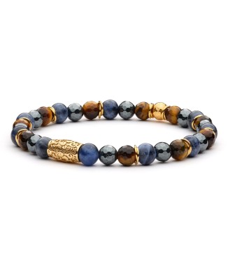 SORRENTINO - Bracciale da uomo in agata nera satinata, lava, ematite 2