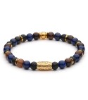 SPIELBERG - Bracciale da uomo in agata nera satinata, lava, ematite