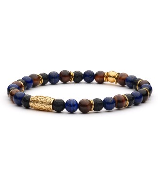 SPIELBERG - Bracciale da uomo in agata nera satinata, lava, ematite 2