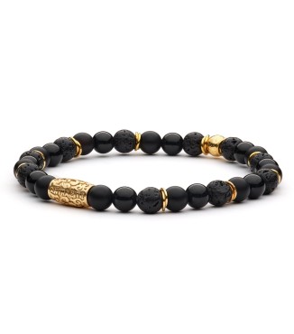 COPPOLA - Bracciale da uomo in agata nera satinata, lava, ematite 2