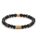 COPPOLA - Bracciale da uomo in agata nera satinata, lava, ematite