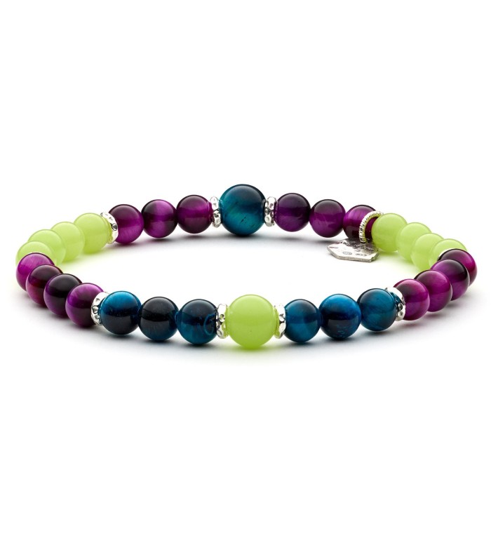 POSTER - Men's and women's bracelet in silver sterling and natural colored stones