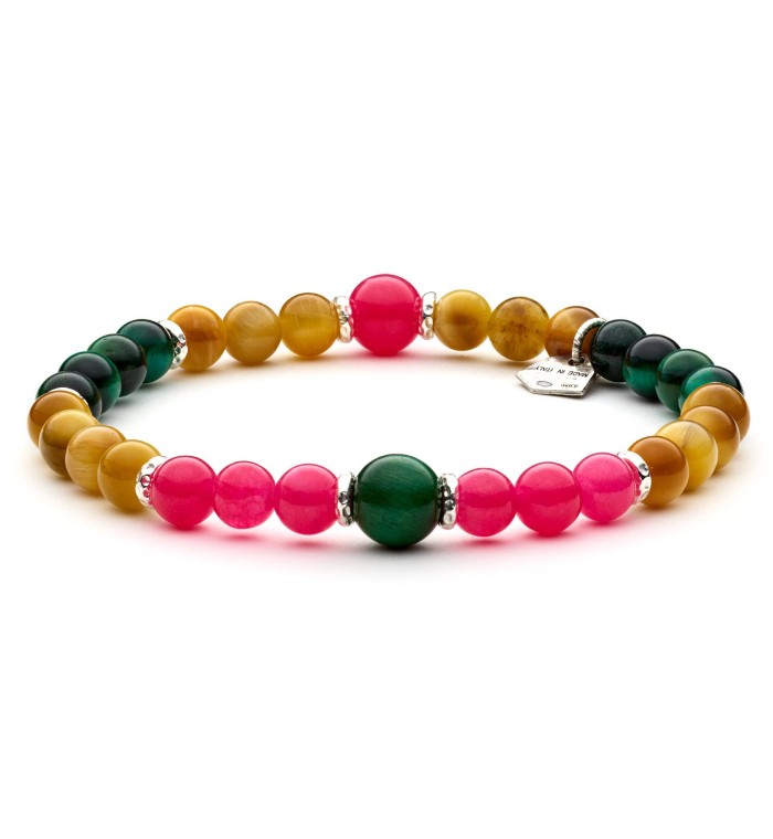 STOCK - Men's and women's bracelet POP Design in silver sterling and natural colored stones