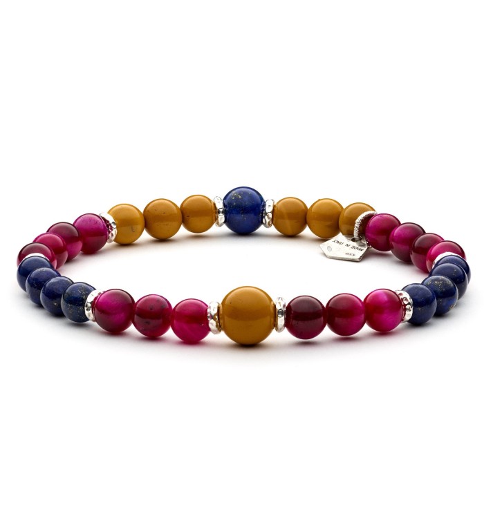ANDY - Men's and women's bracelet in silver sterling and natural colored stones