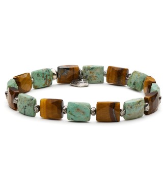 SANTA FE - Bracciale in argento e pietre naturali rettangolari