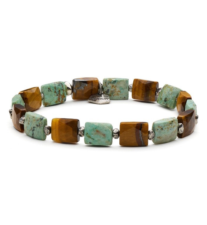 SANTA FE - Bracciale in argento e pietre naturali rettangolari