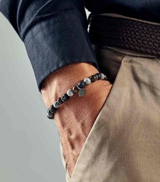 Silver sterling bracelet man and natural stone 100% made in italy 2