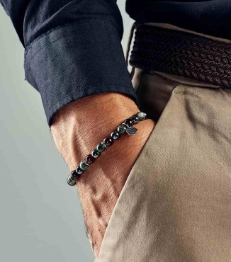Bracciale uomo argento e pietre naturali 2
