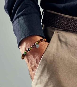 Bracciale uomo argento e pietre naturali 2