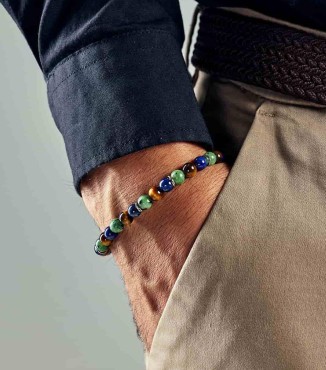 Bracciale uomo argento e pietre naturali 2