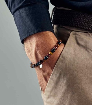 Bracciale uomo argento e pietre naturali 2